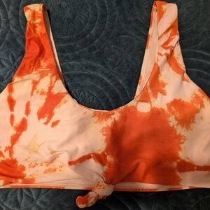 Zaful Vibrant Orange Tie-Dye Bikini Top